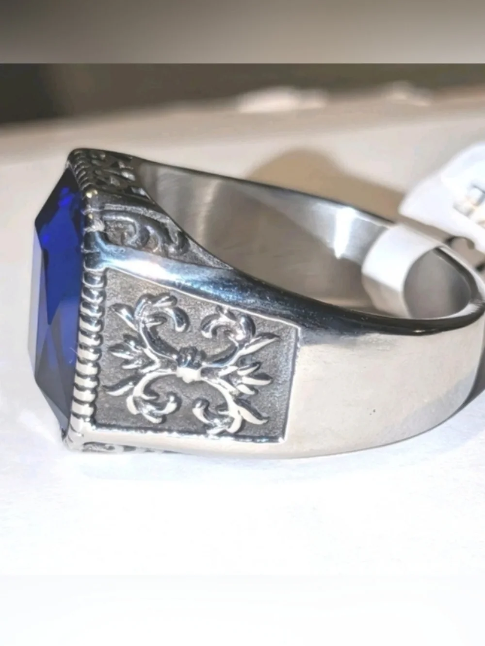 Retro Viking 5ct Lab Created Blue Sapphire Men's Ring 14k Silver Plated Sz 13